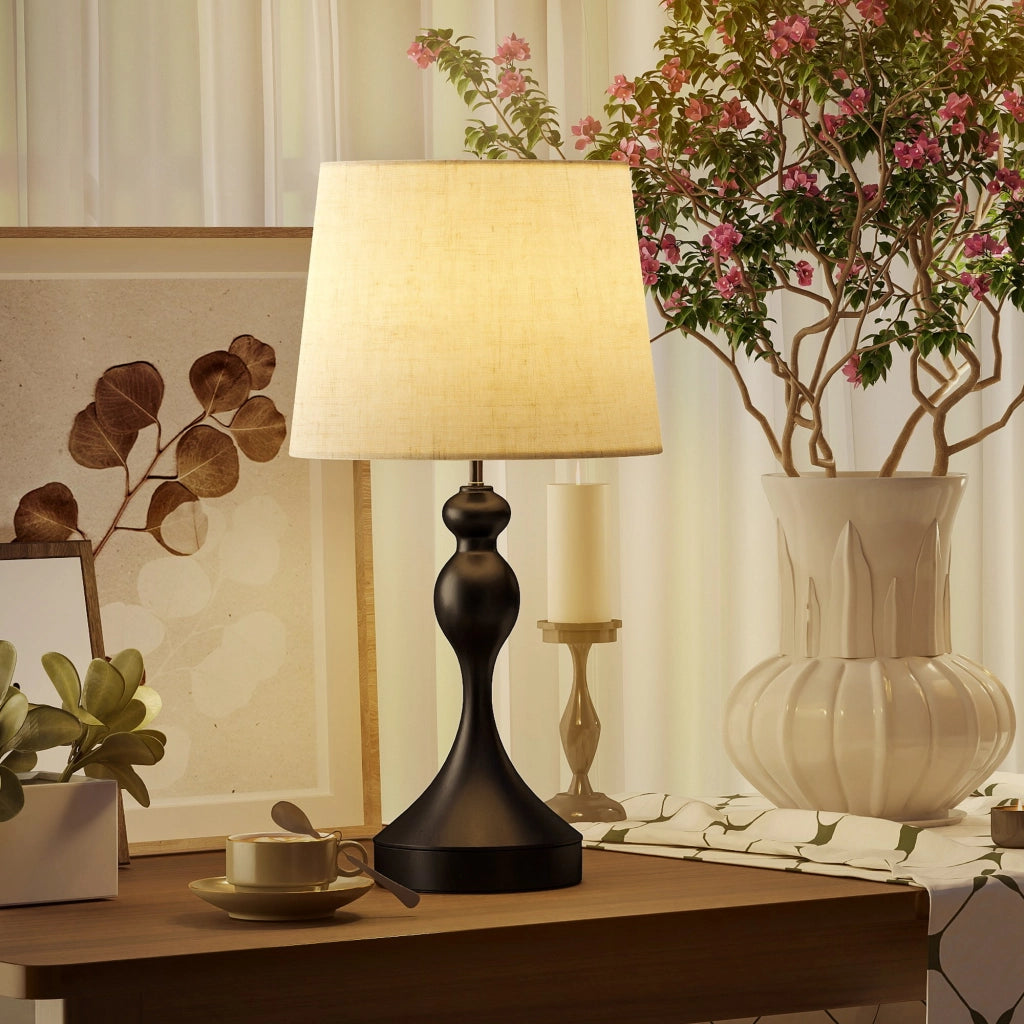 Lampada da Tavolo LED con Paralume in Tela ¨C zephmum ¨C Nero