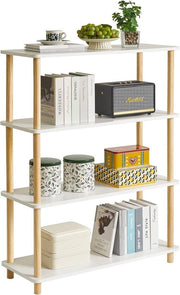 Libreria a 4 livelli in legno aperto - soluzione di archiviazione moderna - bianca - multifunzionale