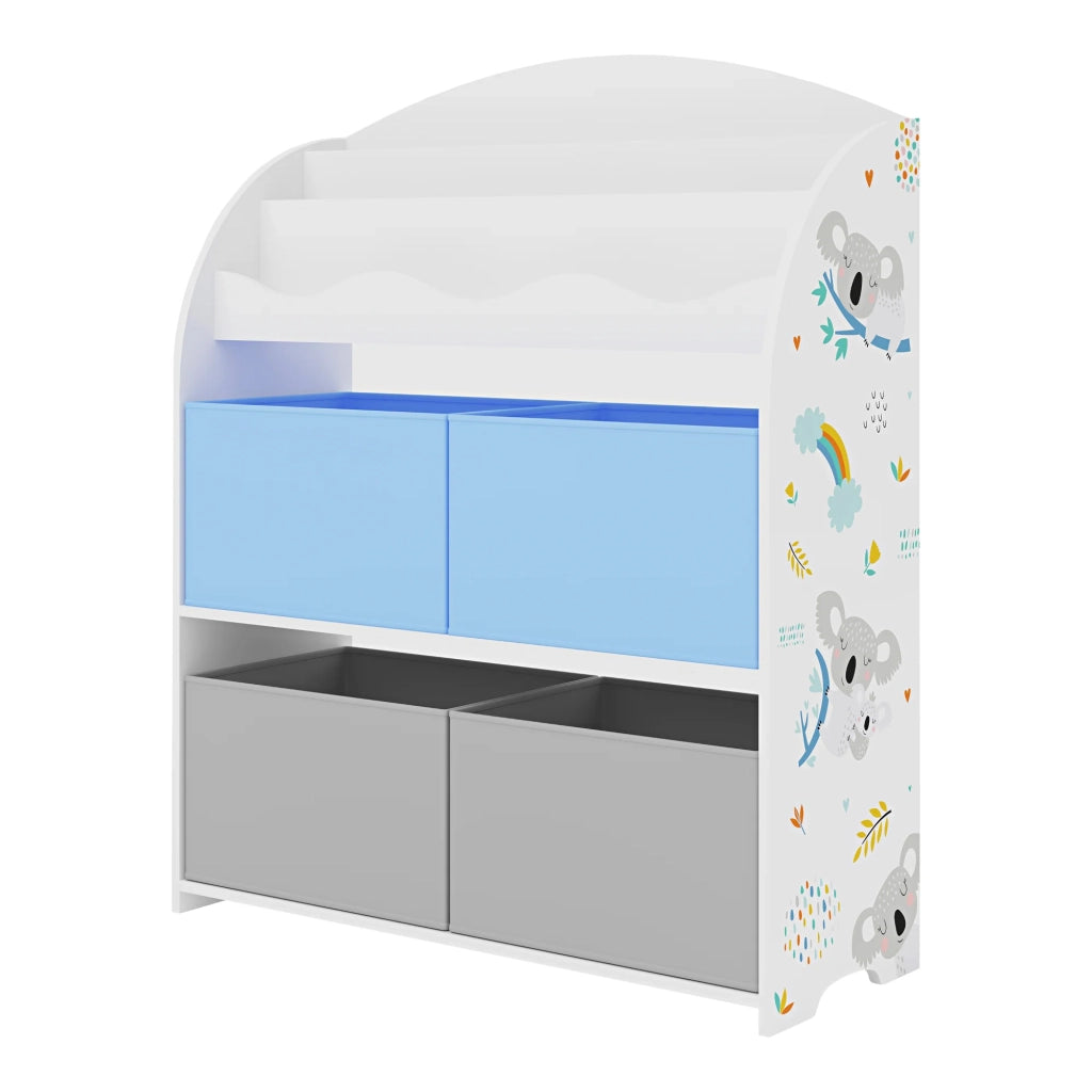 Scaffale dal design senza tempo per soggiorno camera da letto mobiletto per bambini con motivo koala 98 x 83 x 30 cm bianco grigio blu 03_0011313