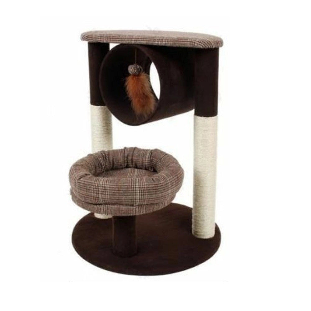 Trade Shop - Tiragraffi A 2 Alberi Per Gatti Robusto 2 Basi Per Il Riposo Tunnel Gioco Gatto -