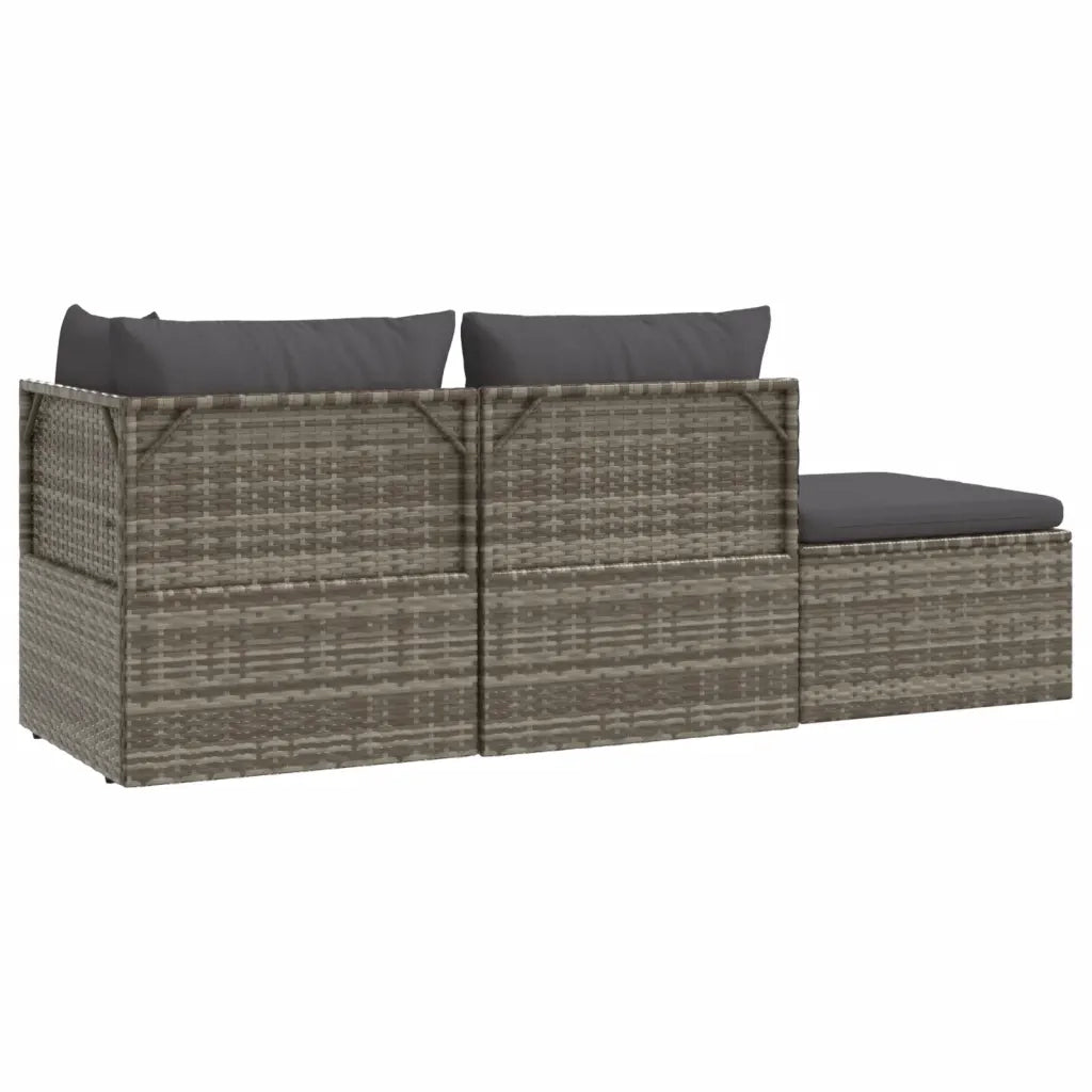 Set Divani da Giardino 4 pz | Set Salotto da Giardino con Cuscini in Polyrattan Grigio