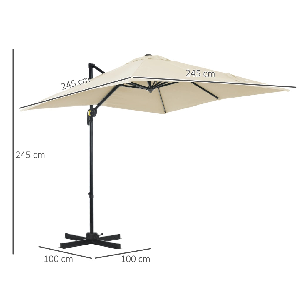 Ombrellone Quadrato Inclinabile con Manovella ¨C Minimal ¨C Acciaio Poliestere Crema 250x250 cm