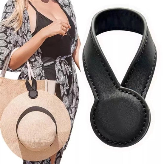 Accessorio per viaggi leggero in pelle con contenitore di sicurezza, chiusura per sacchetti a mano, zaini, borse da viaggio, valigie, oggetti da spiaggia e articoli di viaggio (1 set) - nero