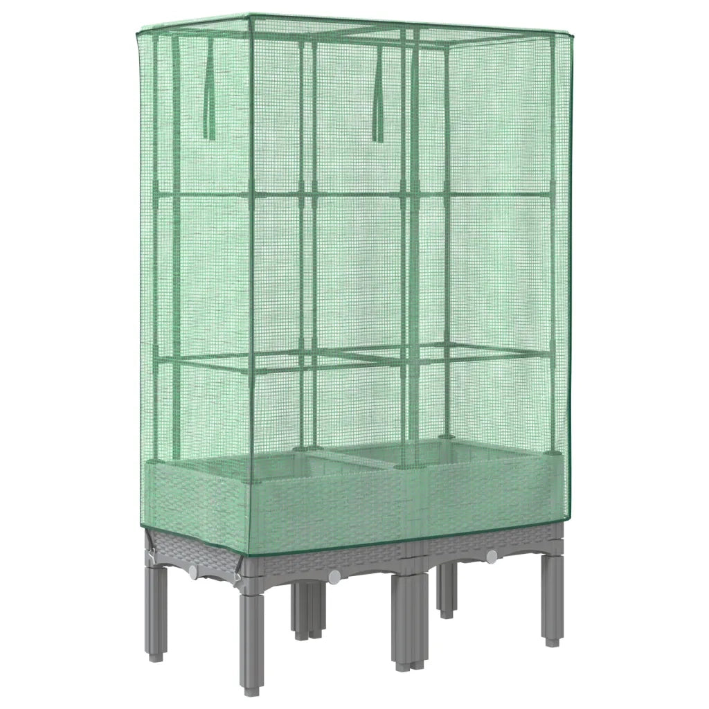 Fioriere | Cassetta per fiori | Letto Rialzato con Copertura Serra Effetto Rattan 80x40x140 cm