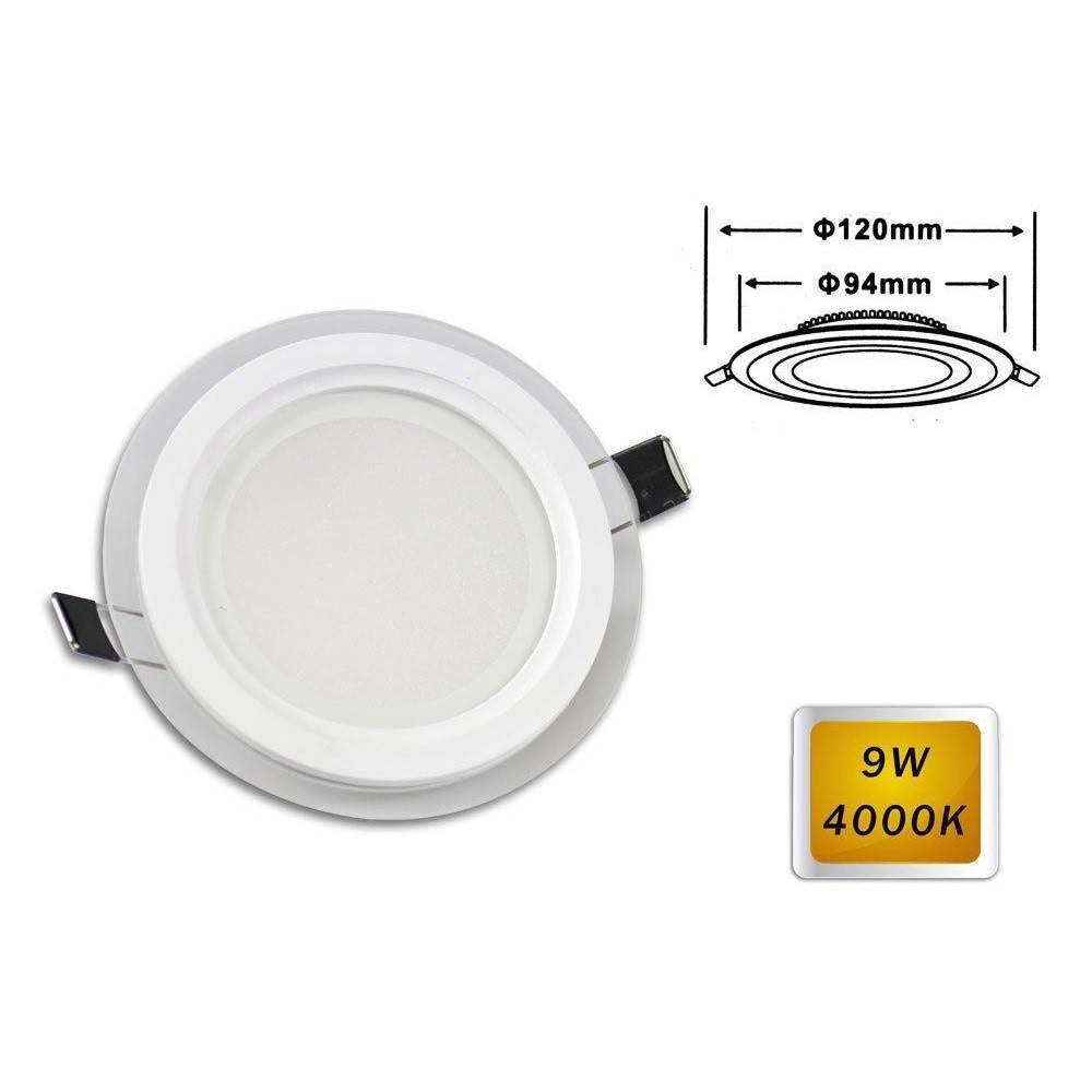 Trade Shop - Pannello Led Slim Incasso Bordo In Vetro Tondo 9w Luce 6500k 3000k 4000k P-94et -