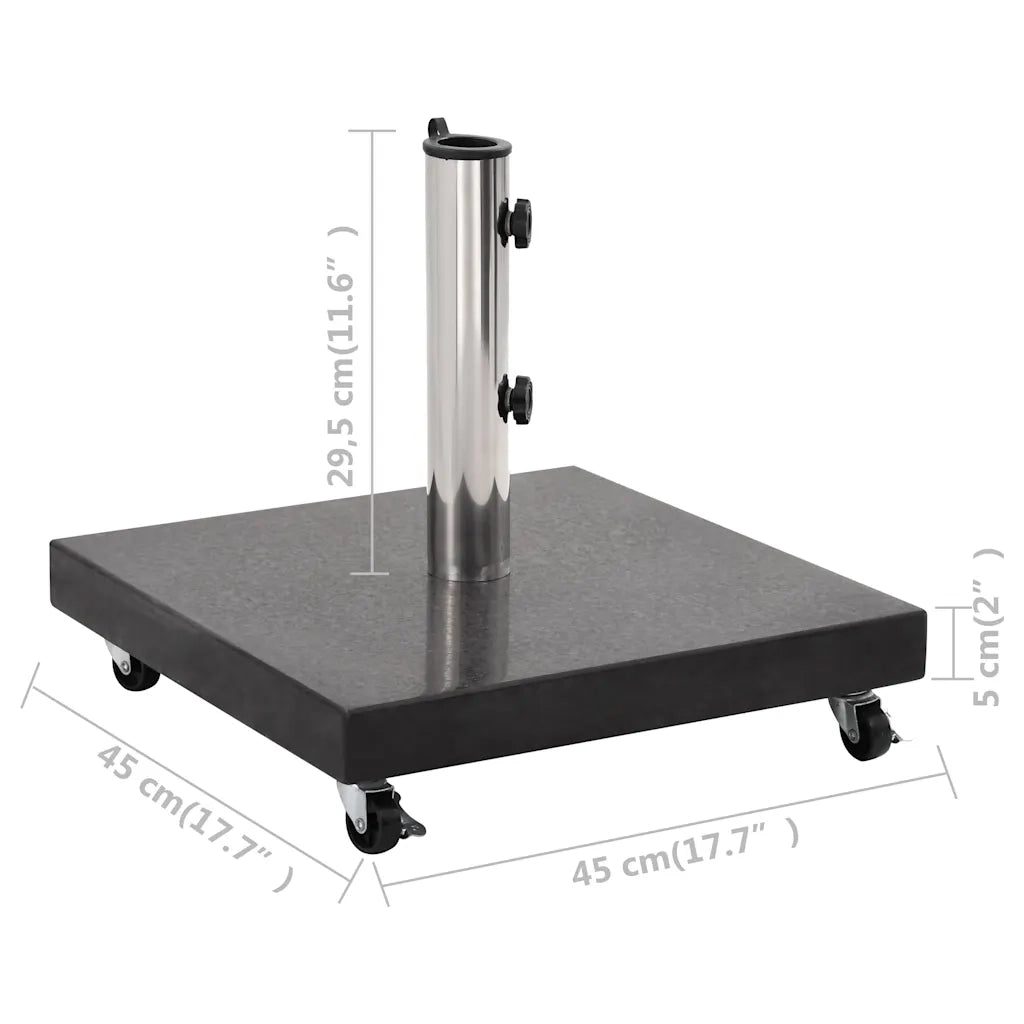 Base quadrata per ombrellone 45 x 45 x 5 cm con eleganti ruote stabilizzatrici in granito nero 02_0045950