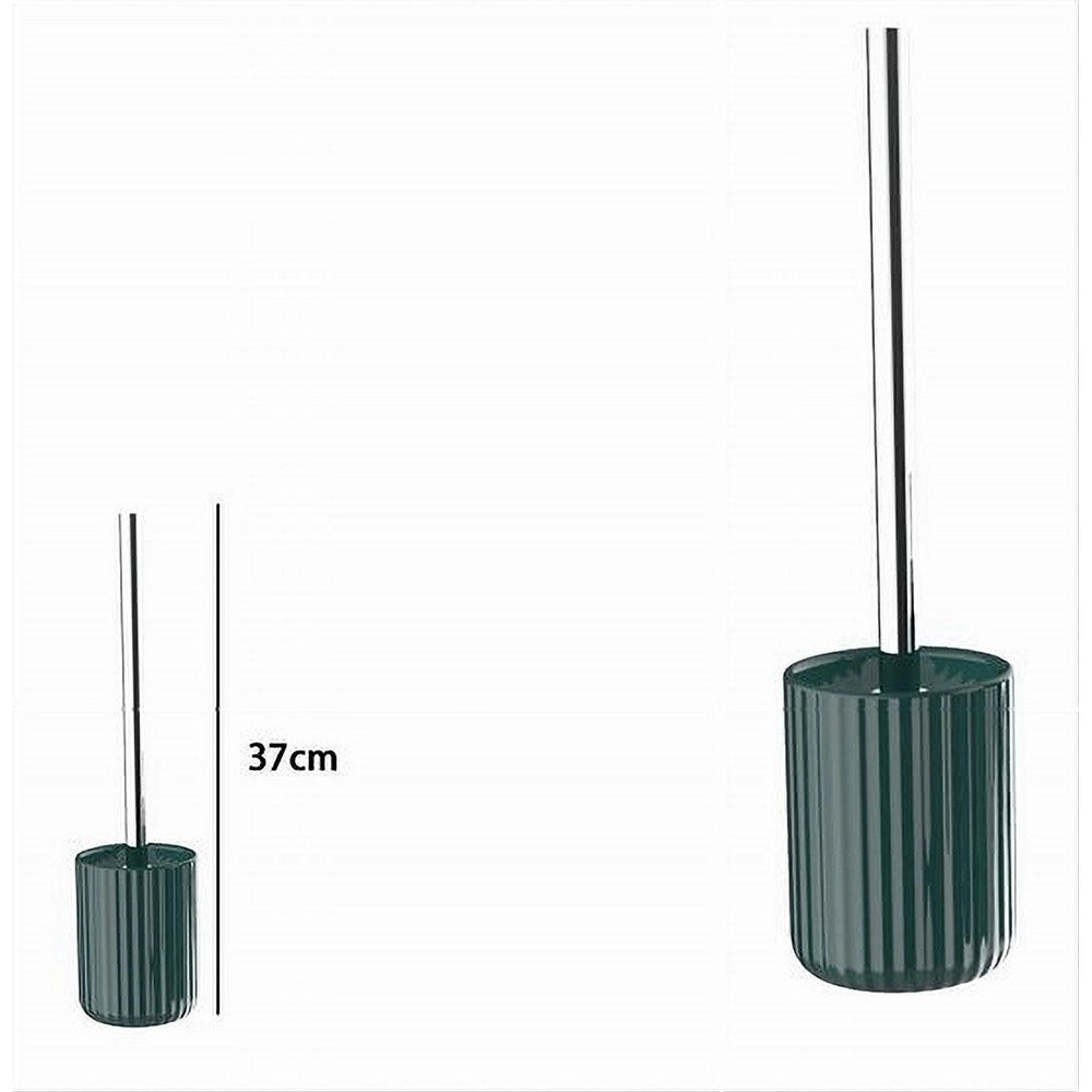 Trade Shop - Portascopino Arredo Da Bagno Wc Toilette Verde Rigato Con Scopino Completo 69955 -