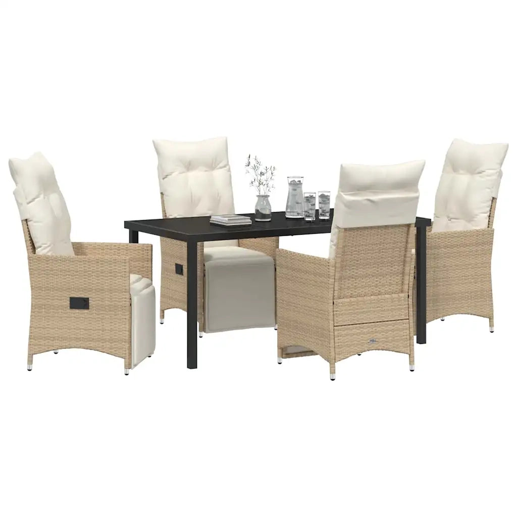 Set da Pranzo per Giardino con cuscino 5 pcs Beige polyrattan 3379586
