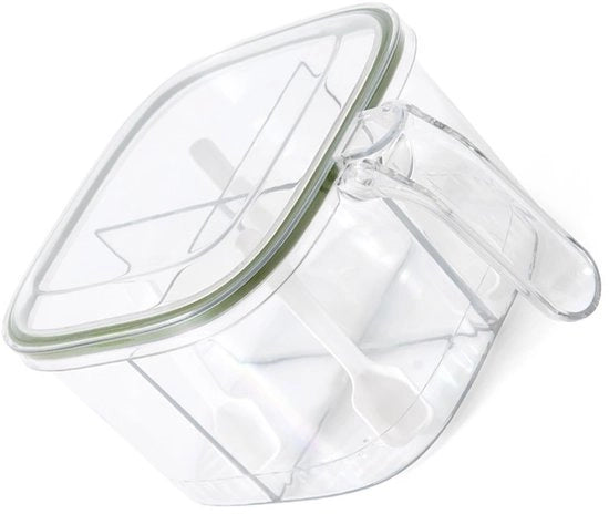 Contenitore di Erbe con 4 Compartimenti - Contenitore di Stoccaggio Aereodinamico - Scatola di Erbe in Plastica - Organizzazione della Cucina - Capacità Ampleggiabile - Facile Accesso - Cassa di Erbe