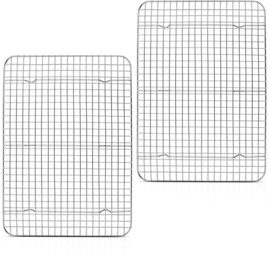 Cassetta raffreddamento per dolci, 2 pezzi, grande, rettangolare, in acciaio inossidabile, per cuocere e raffreddare, 42 x 29,3 x 1,8 cm