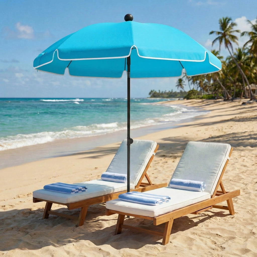 Ombrellone da spiaggia ?150 cm impermeabile pieghevole con sacchetto ¨C zephmum ¨C blu