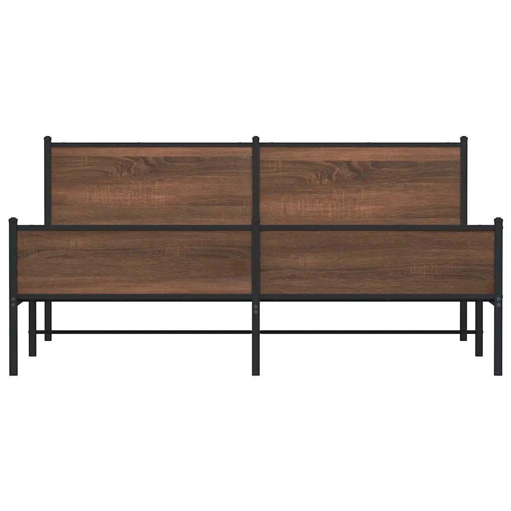 vidaXL Giroletto senza Materaso in Metallo Rovere Marrone 160x200 cm