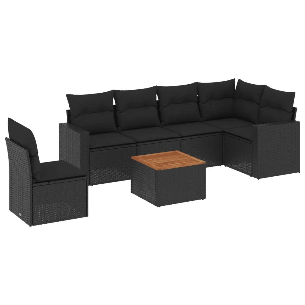 Set Divani da Giardino con Cuscini 7pz Nero Polyrattan 3256475