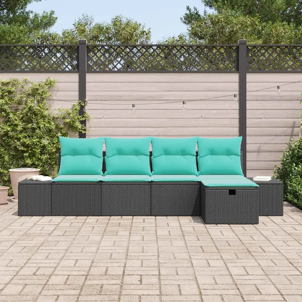 Set Divano da Giardino 5 pz Nero polyrattan 3359365