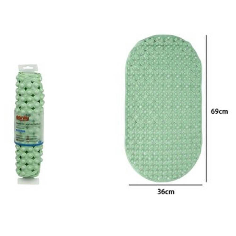 Trade Shop - Tappeto Tappetino Pvc Ovale Antiscivolo Vasca Da Bagno Doccia 69x36cm 79746 Verde -