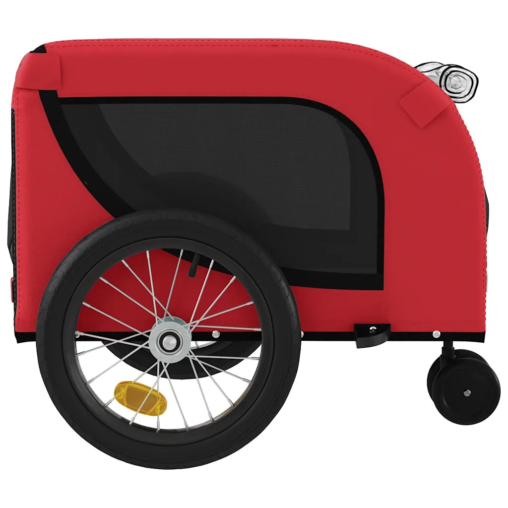 Rimorchio da Bici per Animali Rosso e Nero Oxford e Ferro CFW8759332