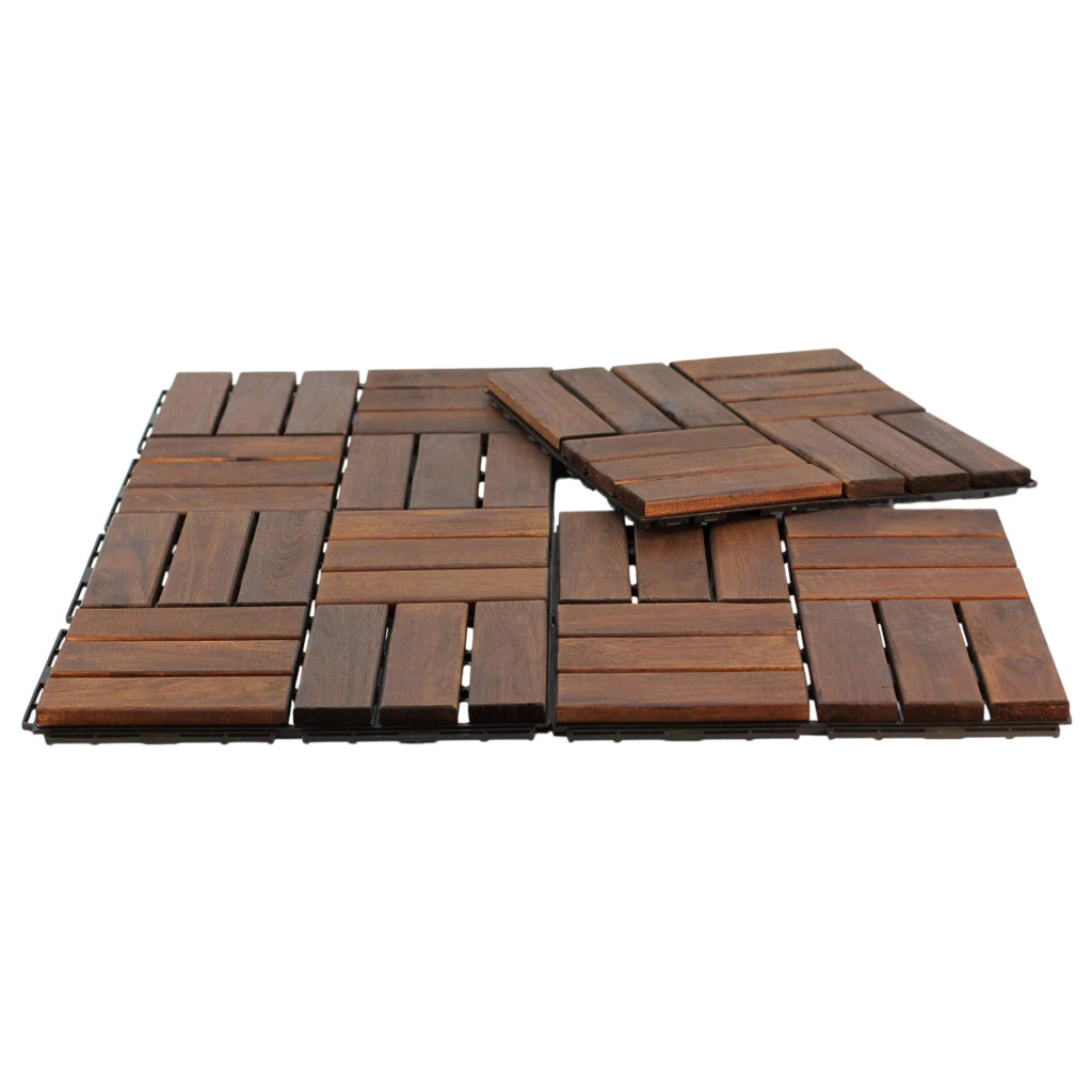 Lyva - Pavimento da Esterno con Clip 30x30 cm 10 Piastrelle per Giardino Patio Terrazza in Legno di Acacia