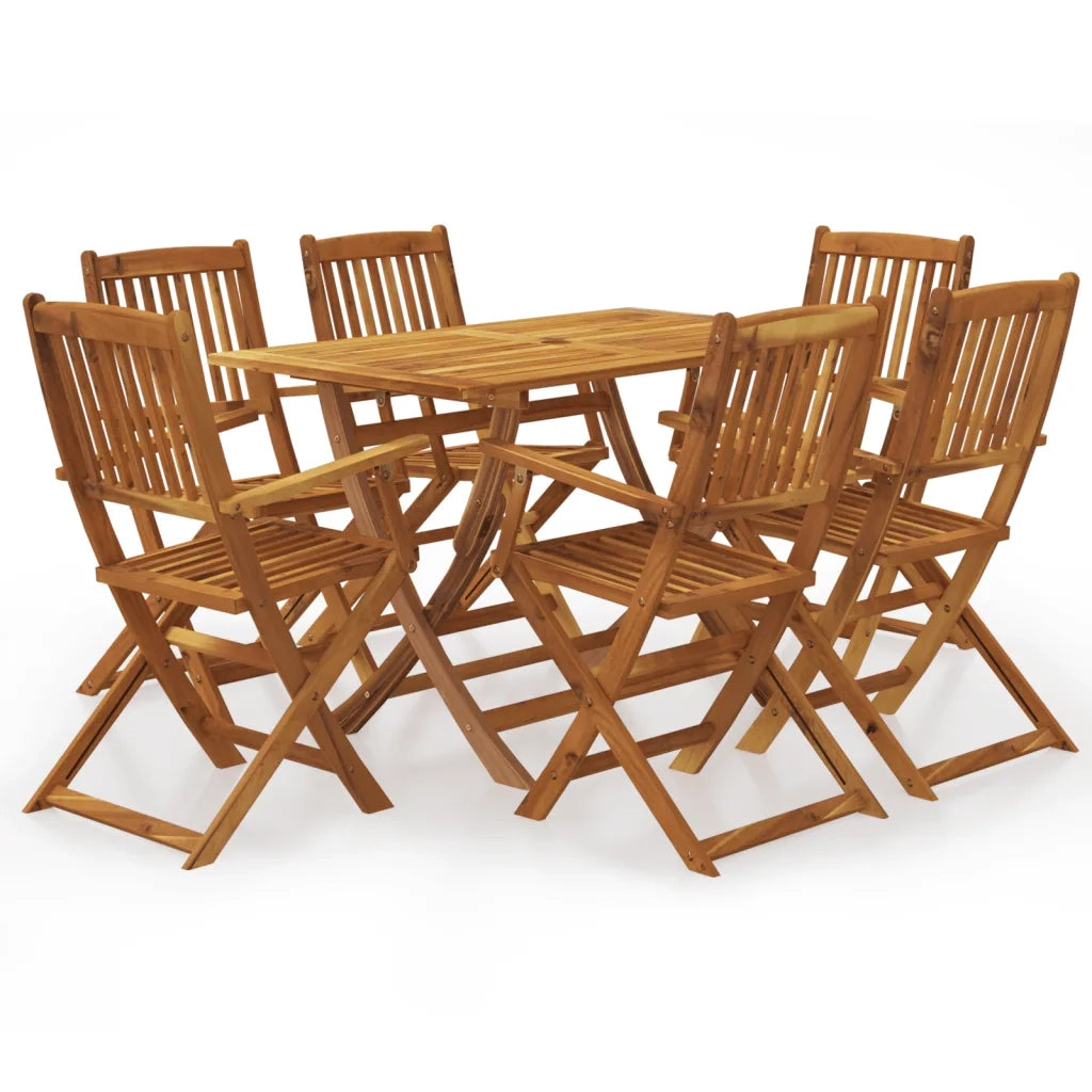 Set da Pranzo da Giardino 7 pz Pieghevole in Massello di Acacia cod mxl 47529