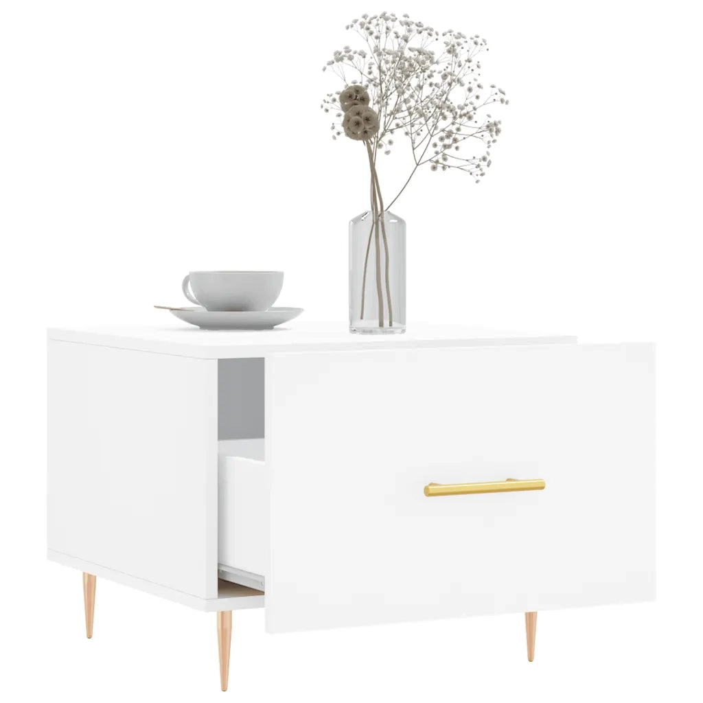 Tavolino da Salotto Bianco 50x50x40 cm in Legno Multistrato 829364