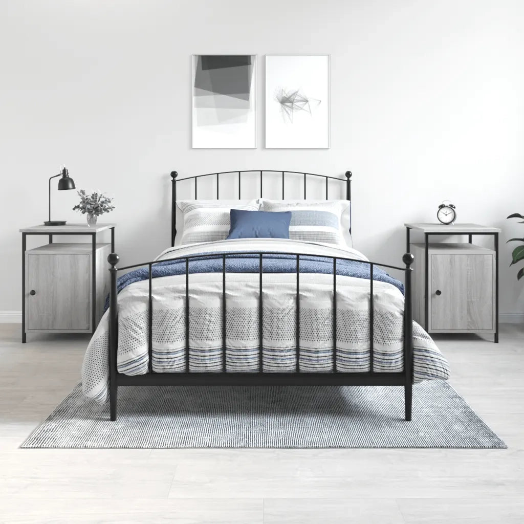 Comodini 2 pz-Set di 2 Tavolino da notte Grigio Sonoma 40x42x60 cm in Legno Multistrato 737298