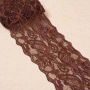 Sierband elastico con fiori a lato - 8 cm largo - Marrone
