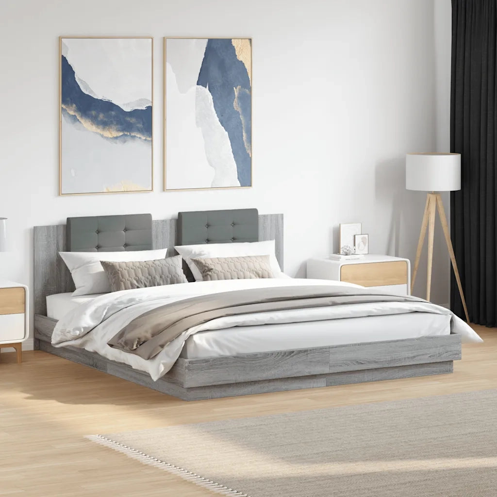 Giroletto Testiera Grigio Sonoma 180x200 cm Legno Multistrato 3209903