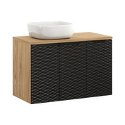 Set da bagno YOKA nero: mobile sottolavabo con armadietto 90cm + piano per lavabo + lavabo da appoggio