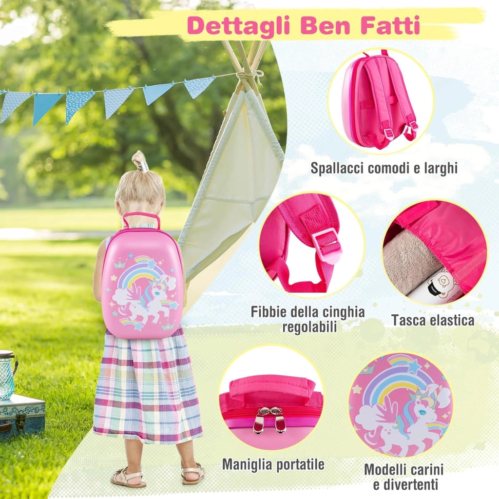 Set di Valigia per Bambini, 16" Valigia+ 12" Zaino, 2 Pezzi, con Ruote Girevoli a 360° e Maniglia Retrattile, Ideale per Viaggiare in Modo Comodo e Divertente (Modello 26)