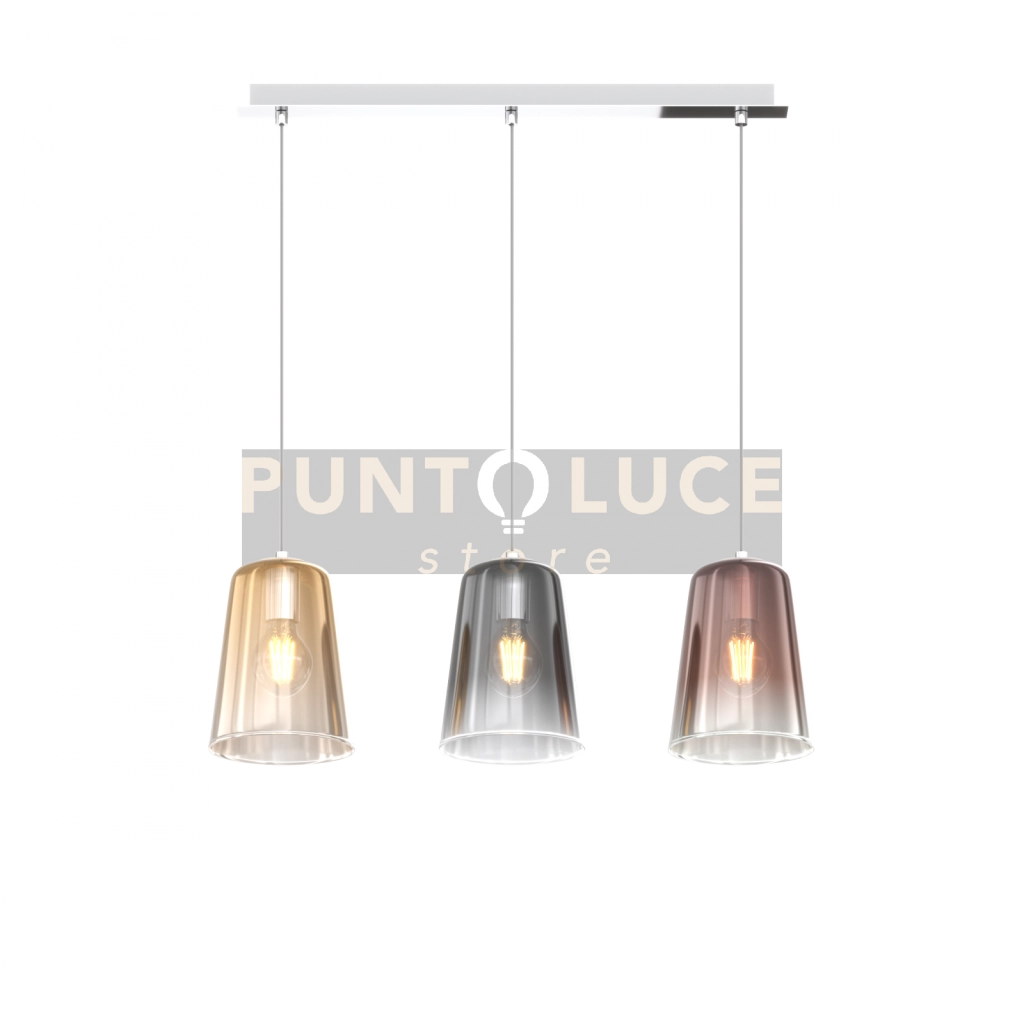 SOSPENSIONE CROMO RETTANGOLARE 3 LUCI (1 AM+1 RA+1 CR) 1164CR-S3 R-MC