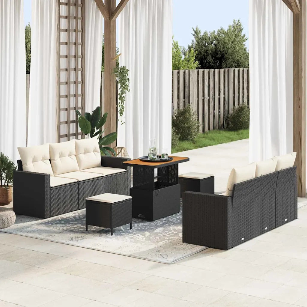 Set Divano da Giardino 9 pcs Nero polyrattan 3361570