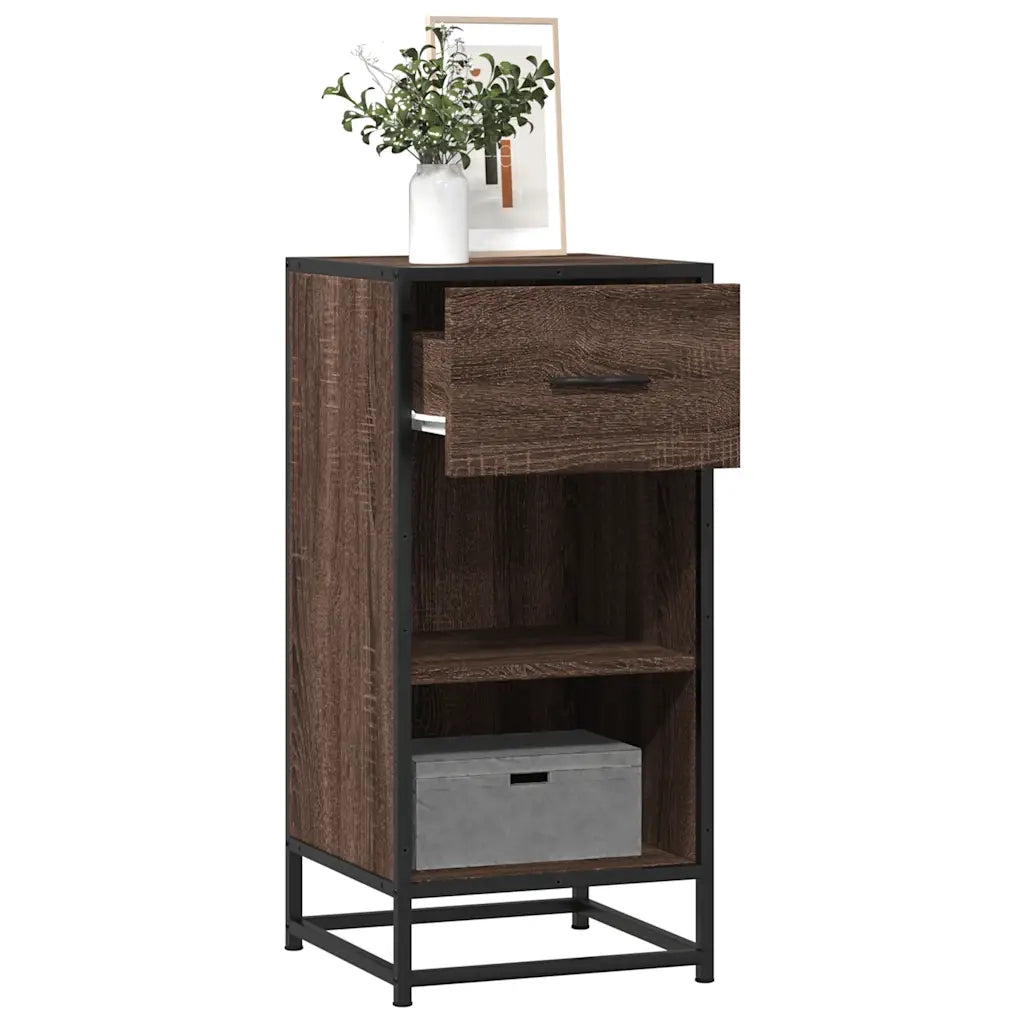 Credenza Rovere Marrone 35,5x35x76 cm in Truciolato e Metallo
