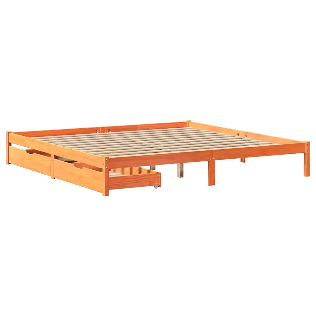 Letto matrimoniale | Letto per adulti | Letto senza Materasso Marrone Cera 200x200 cm in Legno di Pino