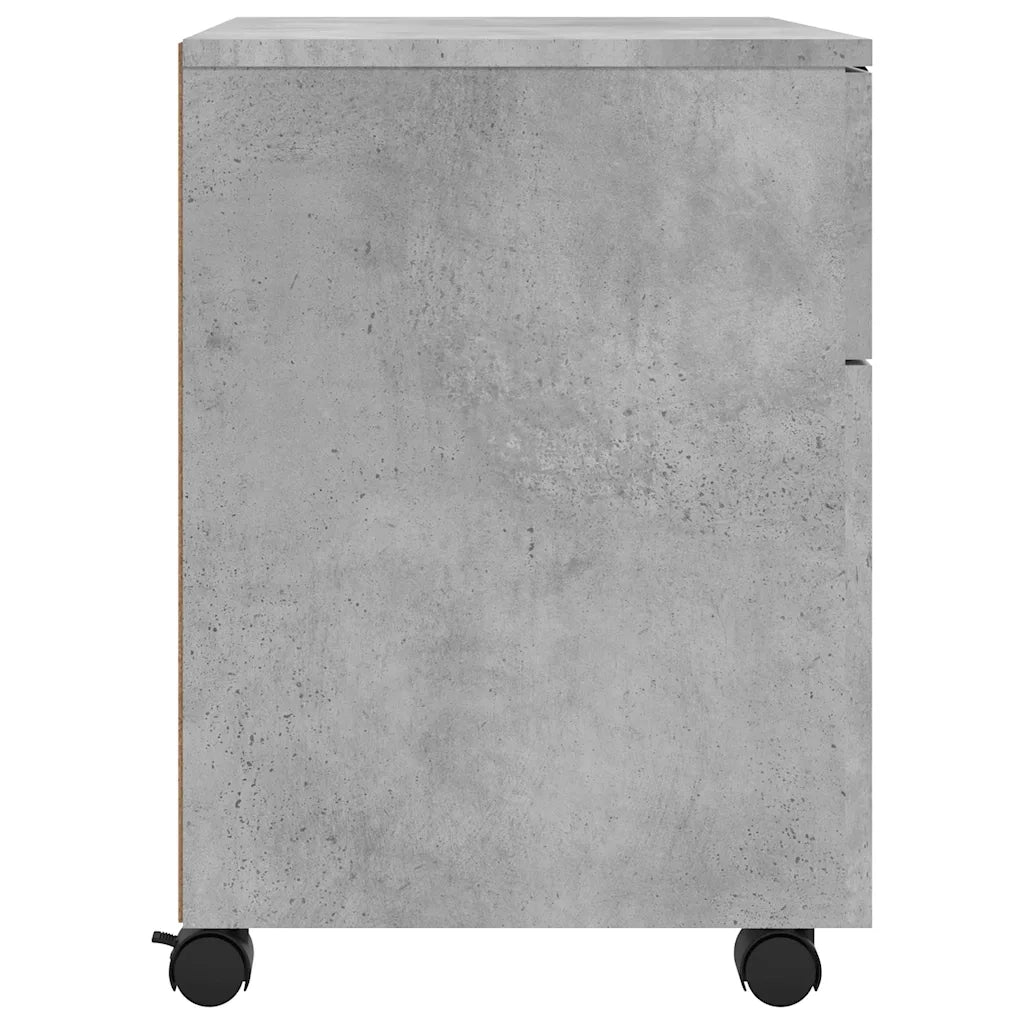 Schedario con Ruote Grigio Cemento 45x38x54cm Legno Multistrato 811524