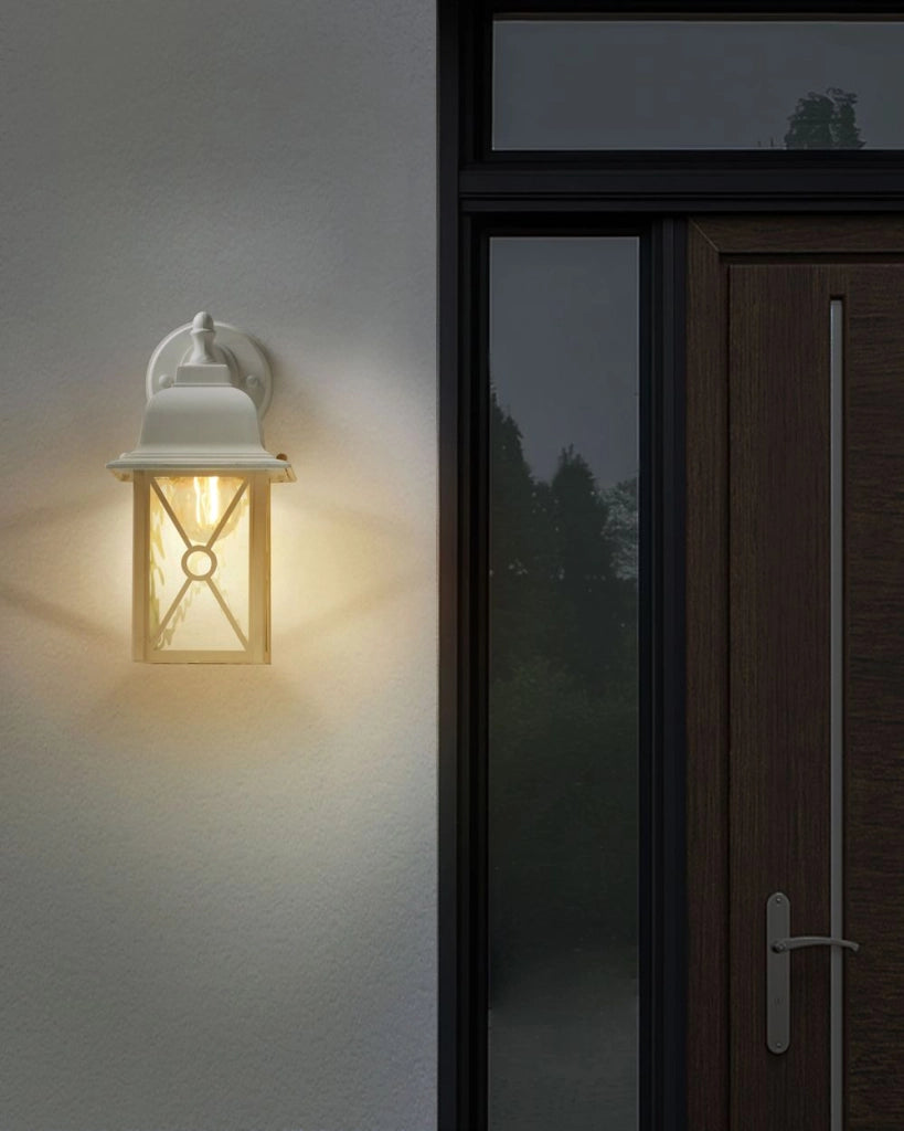 Lampada da parete in metallo bianco 30 cm tradizionale lanterna da parete per esterni e giardino