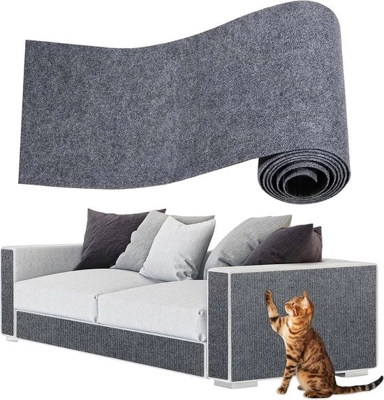 Krabmat autoadesivo per gatti - Protezione per divani, muri e mobili - Grigio scuro - 200 x 40 cm