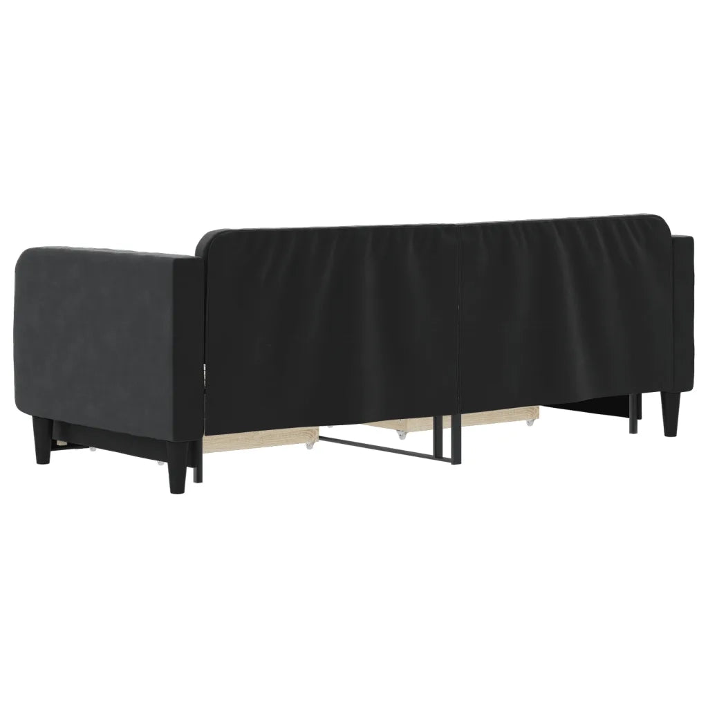 Divano Letto Estraibile con Cassetti-Sofa Letto-Daybed Nero 80x200 cm in Velluto 197171