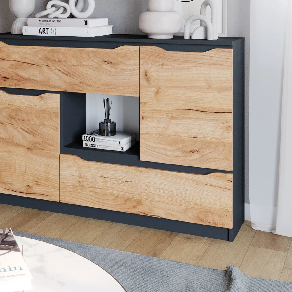 Vicco Cassettiera per camera da letto Quercia dorata 30 x 84 cm con cassetti
