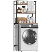 Mobile Sopra Lavatrice Coprilavatrice con 3 Ripiani e Asta, 67x40x161.8 cm, Marrone/Nero