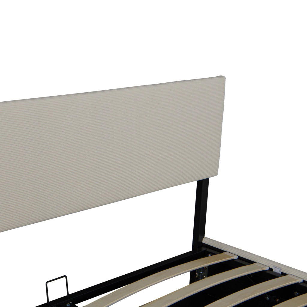 Letto Contenitore Juva Apertura a Ribalta Letto Matrimoniale con Materasso 160x200 cm Velluto a Coste Beige Corium