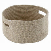 Trade Shop - Cestino Cesto Con Manici Porta Oggetti Tessuto Intrecciato Rotondo 29x13cm 10637 -