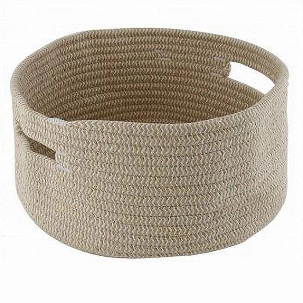 Trade Shop - Cestino Cesto Con Manici Porta Oggetti Tessuto Intrecciato Rotondo 29x13cm 10637 -