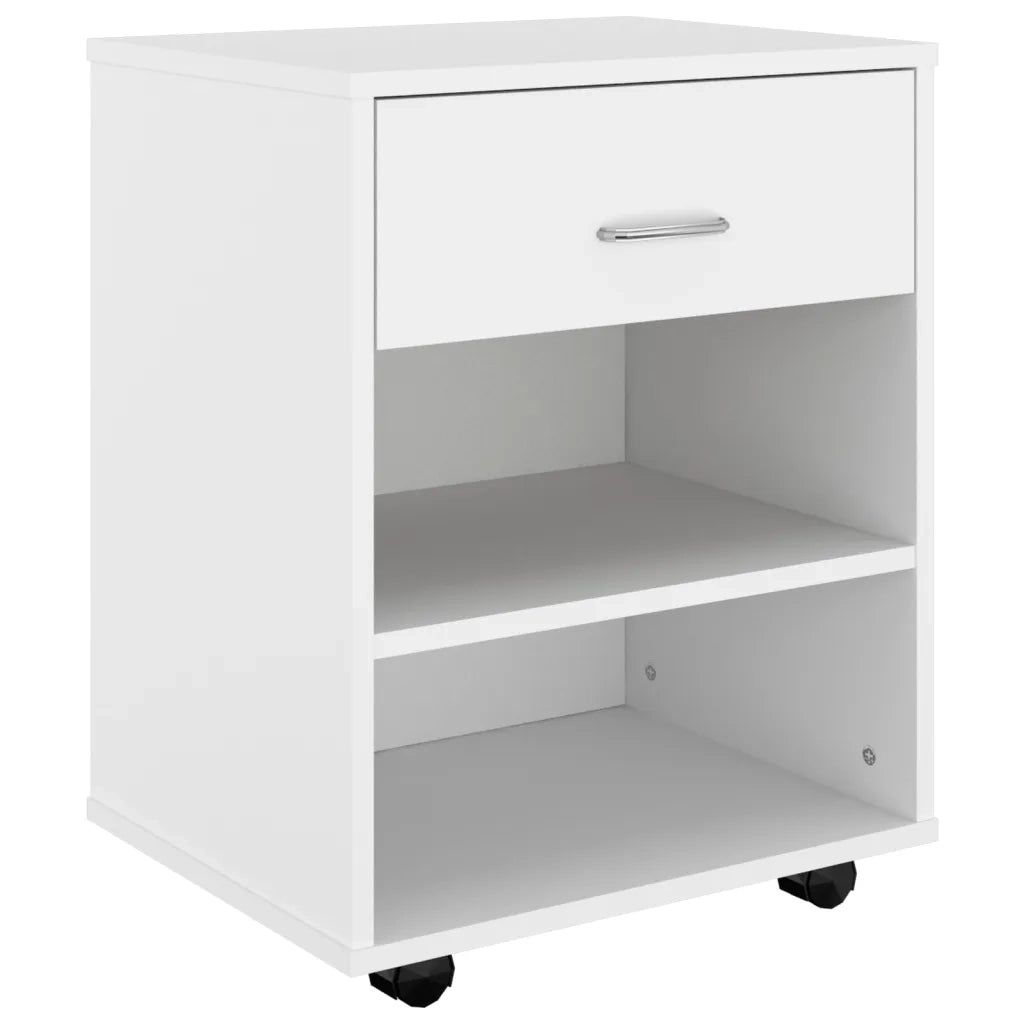 Mobiletto con Ruote Bianco 46x36x59 cm in Legno Multistrato 808467