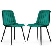 Set di 2 Sedie in velluto trapuntate LIVO Verde Bottiglia gambe nere