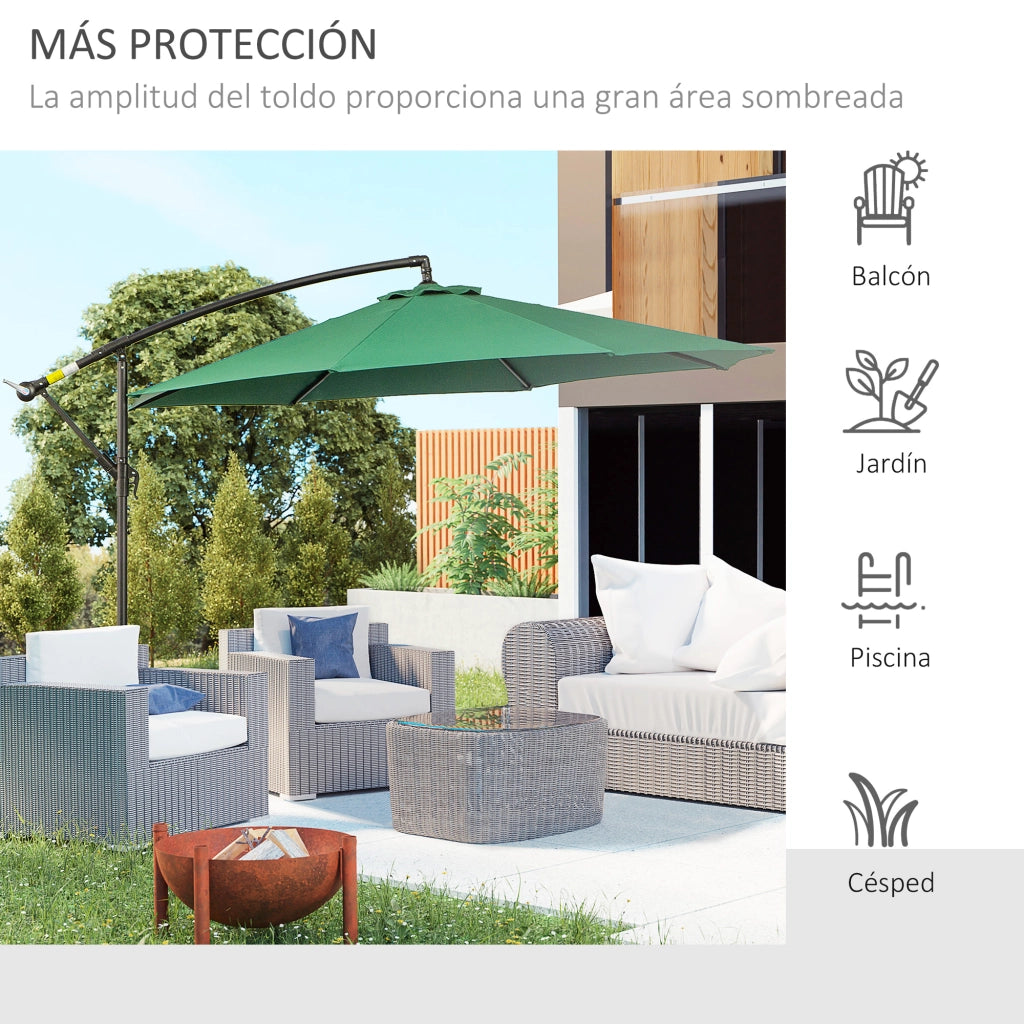 Ombrellone da Giardino Parasole Inclinabile con Base a Croce ¨C zephmum ¨C Verde ?300x250 cm
