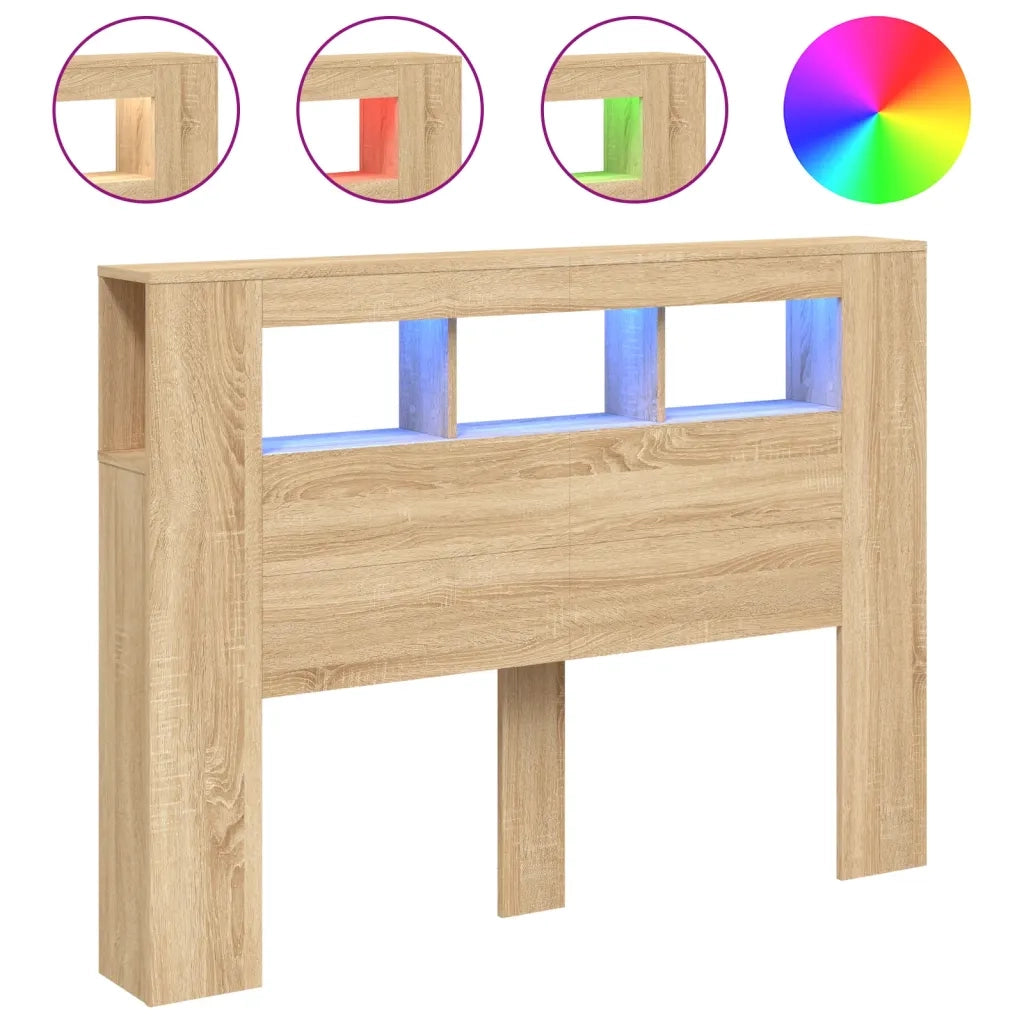 Testiera | Testata LED Rovere Sonoma 140x18,5x103,5 cm Legno Multistrato
