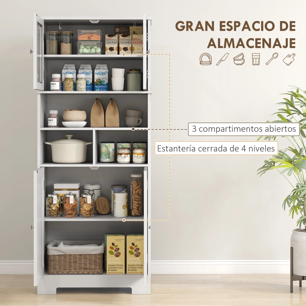 Armadio con Ante a Vetri e Ripiani Aperti ¨C Minimal ¨C Bianco 60x30x145,5 cm