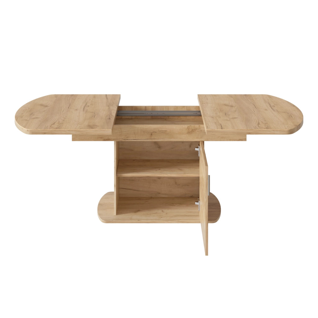 Tavolo da pranzo allungabile con vani contenitore - per sala da pranzo - in truciolare - 140×80×75 cm - rovere