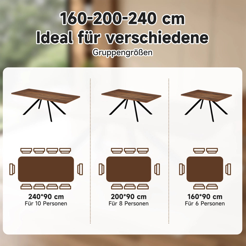 Tavolo da pranzo allungabile MDF noce 160-240 x 90 cm