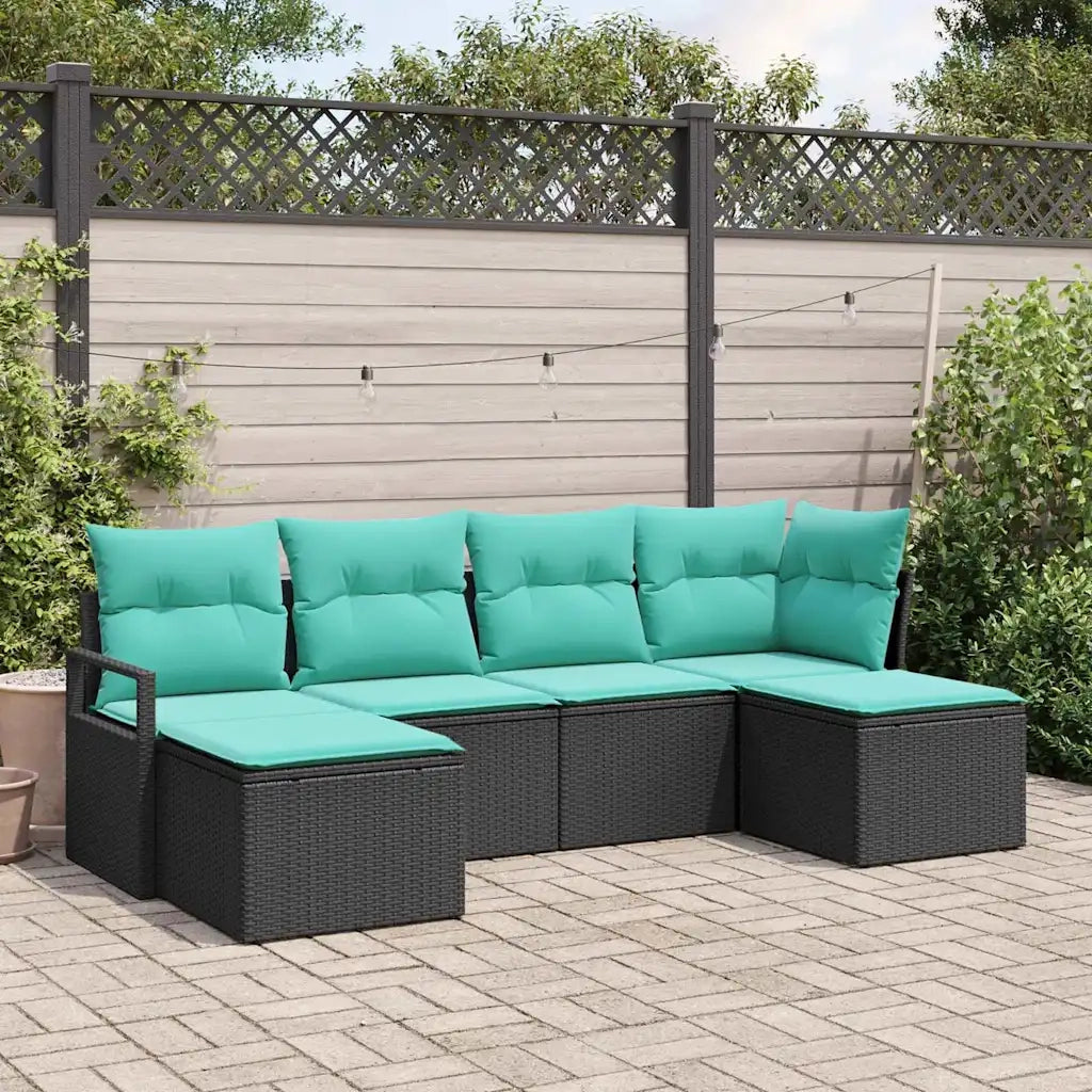 Set di divani 6 pcs Nero polyrattan