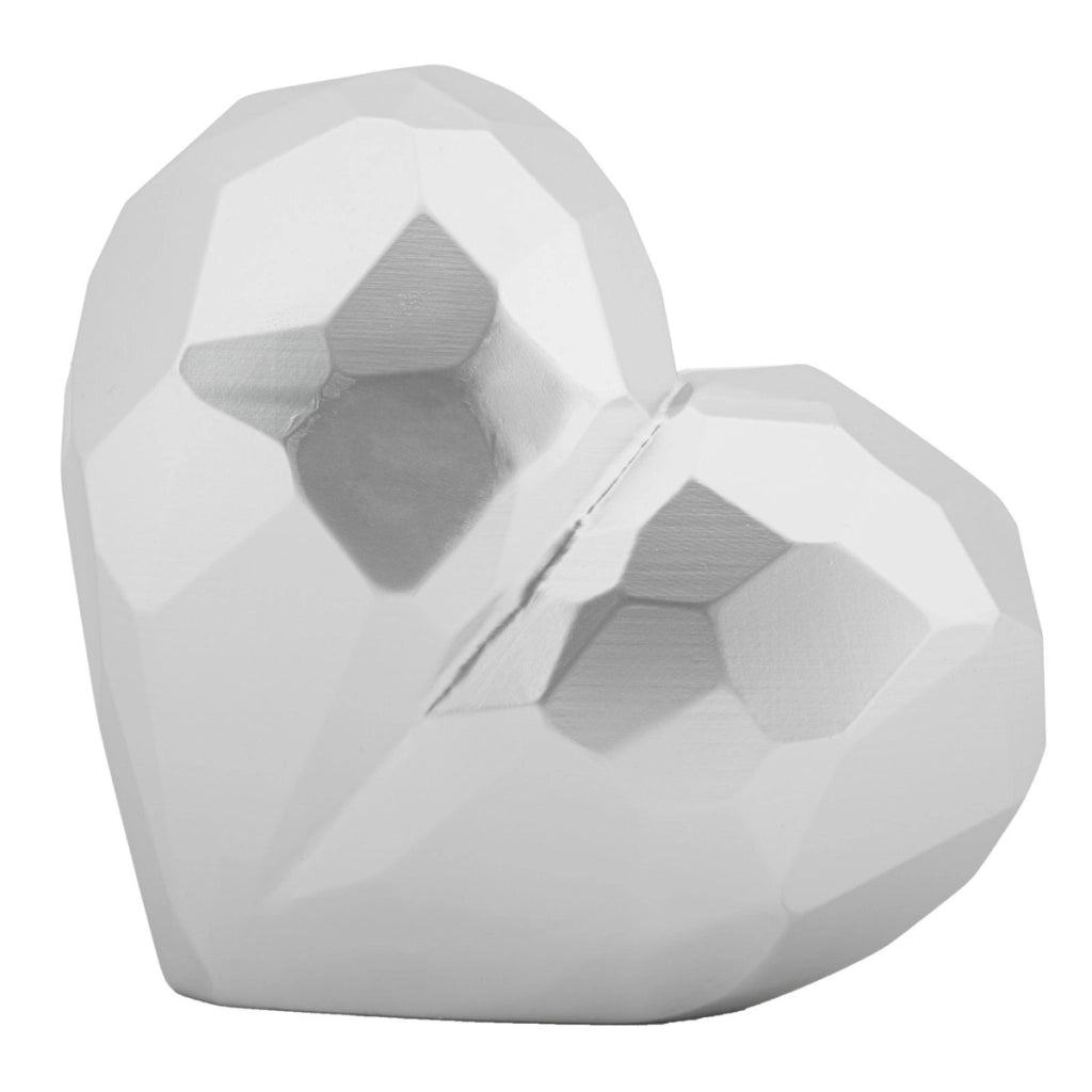 Vaso Decorativo Cuore, Argento, Poliresina, 18x19x9 cm